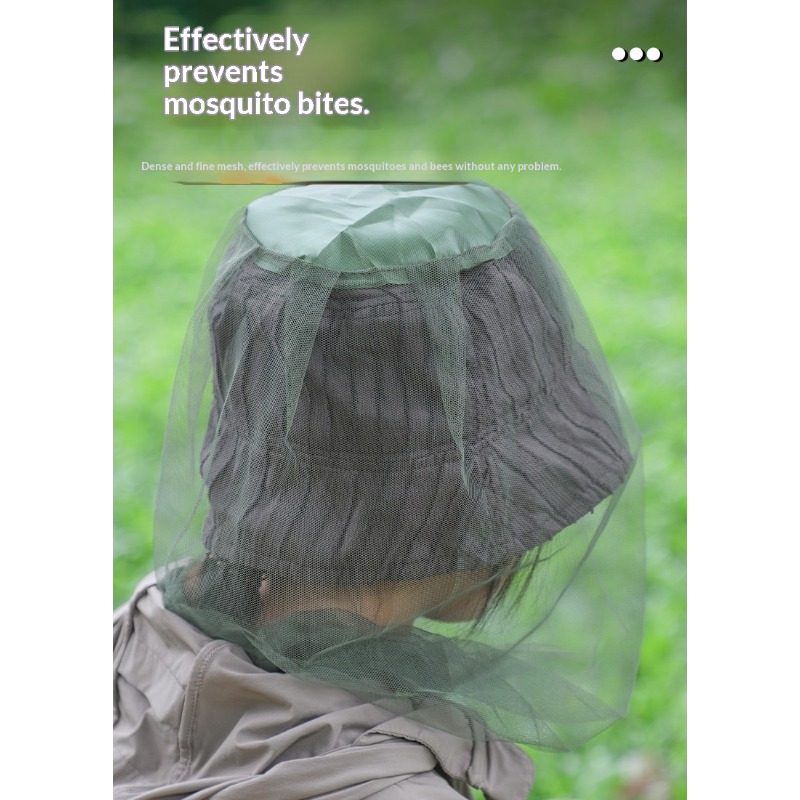Outdoor Camping Mosquito Net - Chapeau moustiquaire rétractable anti-insectes, accessoire de