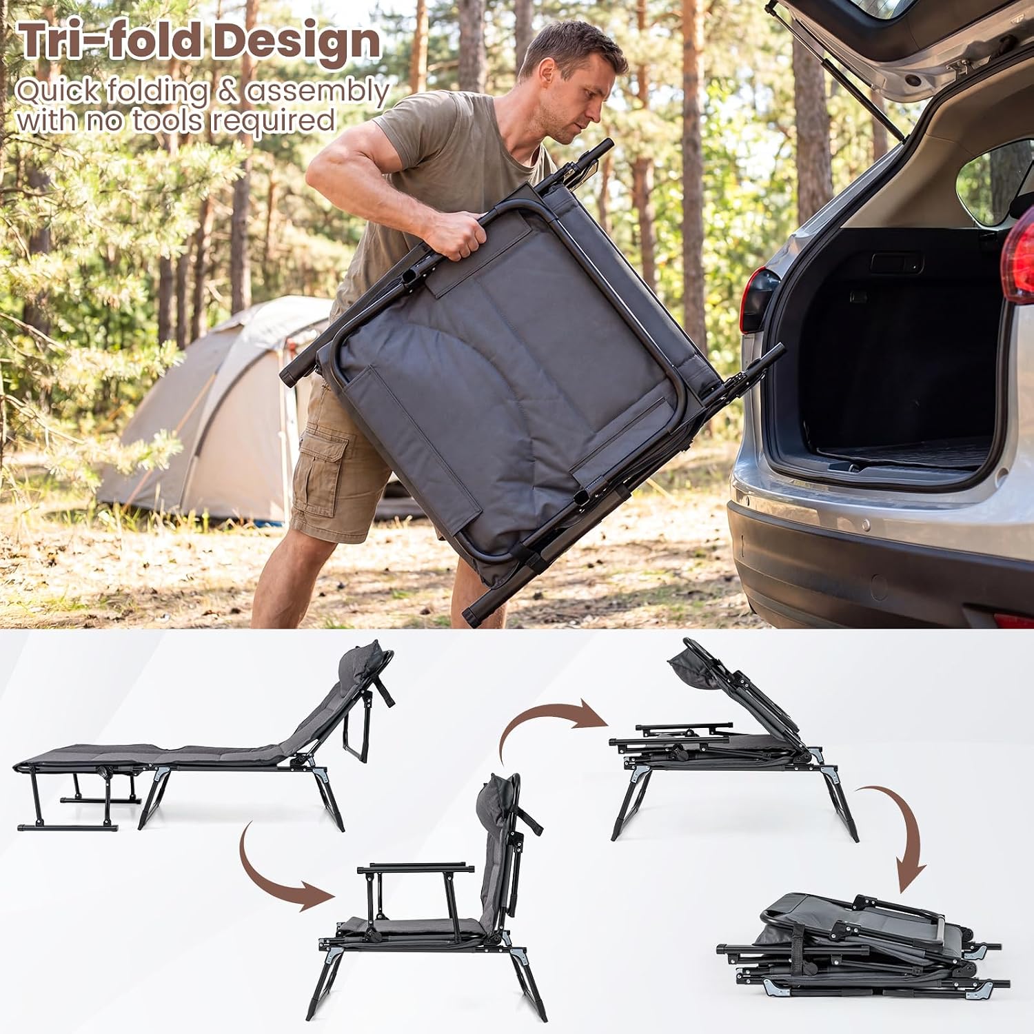 Ensemble de 2 chaises longues  - Outdoor Camping Recliner Chairs avis et prix